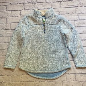 Sherpa Fleece 1/4 Zip Pullover Sweatshirt Light Blue Women’s Size Medium